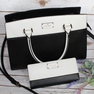 Kate Spade Black and White Leather Bag and Wallet